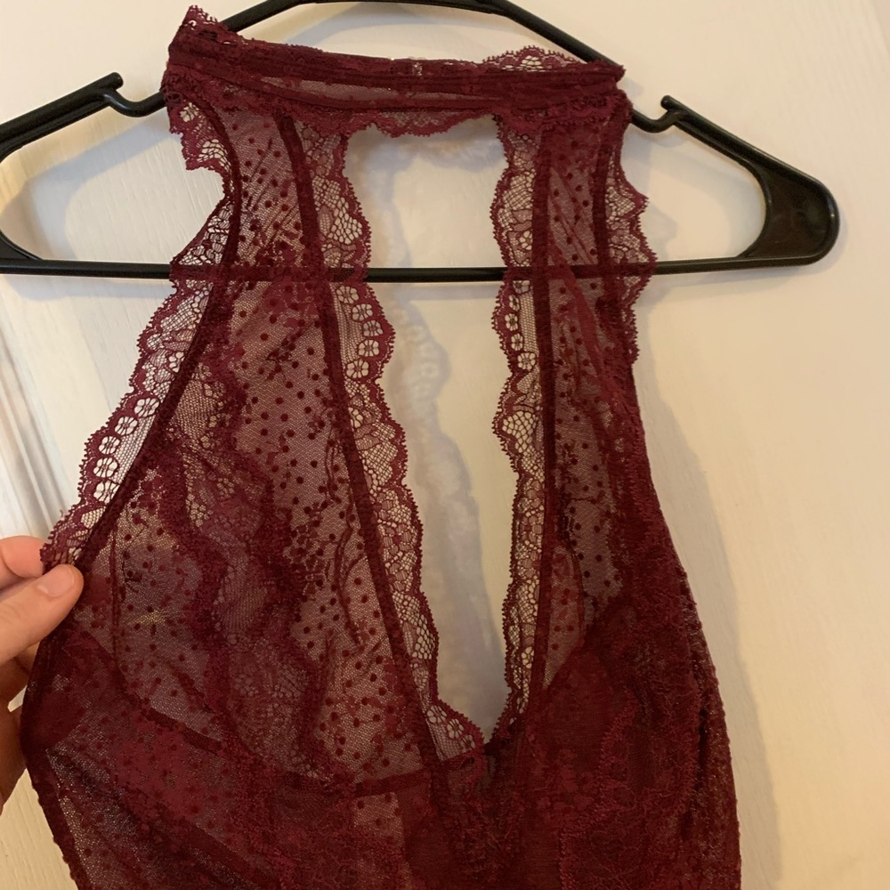 VS High Neck polka dot velvet lace teddy - Picture 2 of 7
